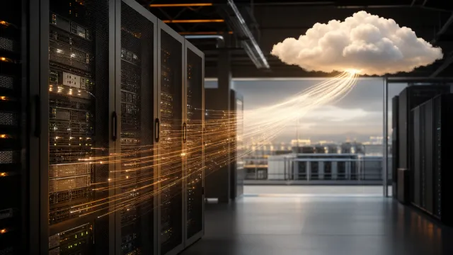 Data moving from physical server racks into a managed cloud platform