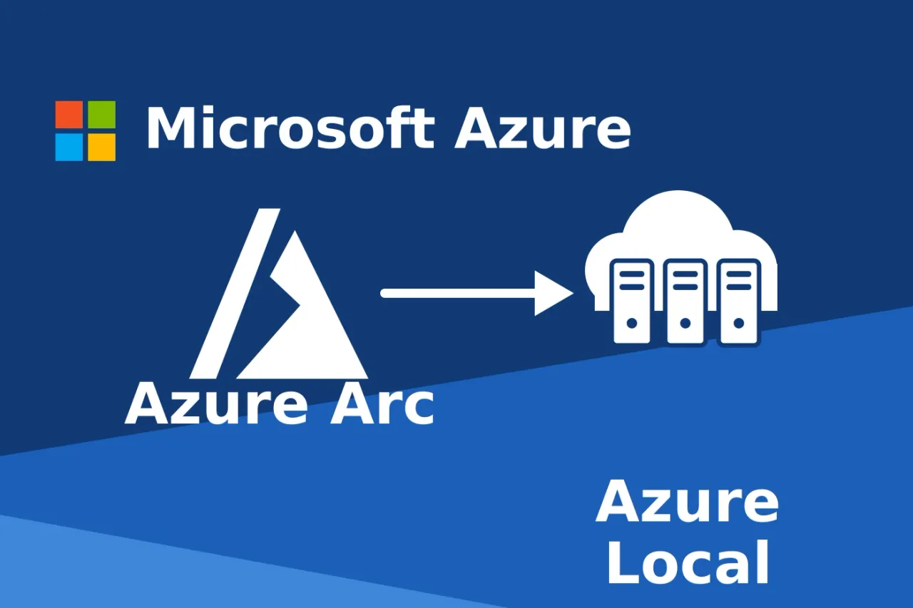 Microsoft Azure Arc connecting to Azure Local, shown as a cloud running on local servers